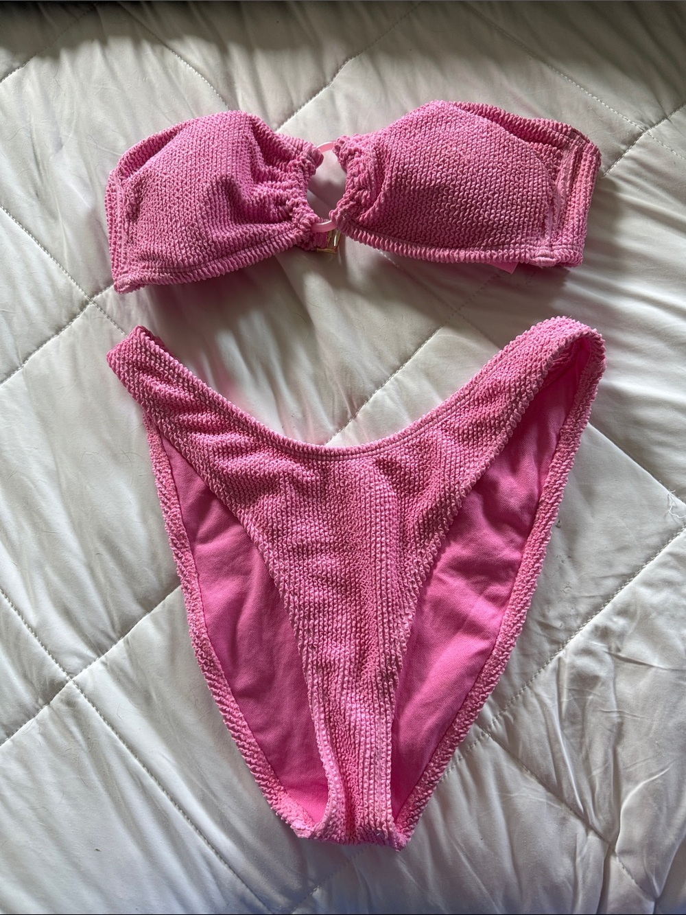 wild fable Pink Strapless Bikini Top and Bottom Set